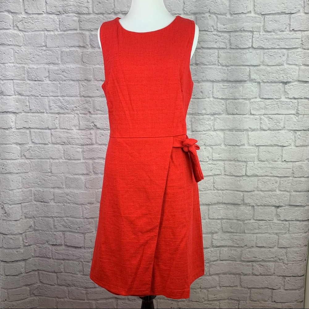LOFT Red Wrap Dress 12 NWT Textured Crosshatch